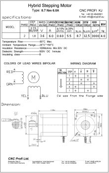 Schrittmotor - 8,7 Nm 6,0 A Welle fi. 14 mm - Flansch 86 mm